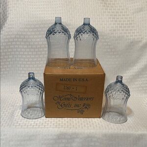 Vintage Home Interior Set of 4 Blue Diamond Votive Cups